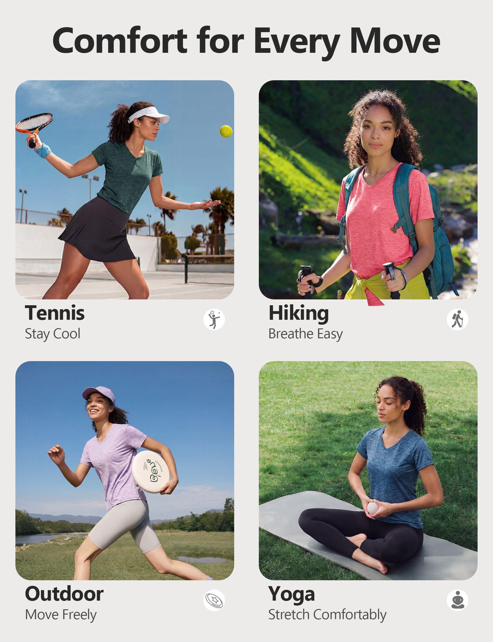 Workout Tops for Women 5 Pack UPF 50+ Quick Dry Short Sleeve V Neck Womens Athletic Tees Yoga T Shirts — view 7