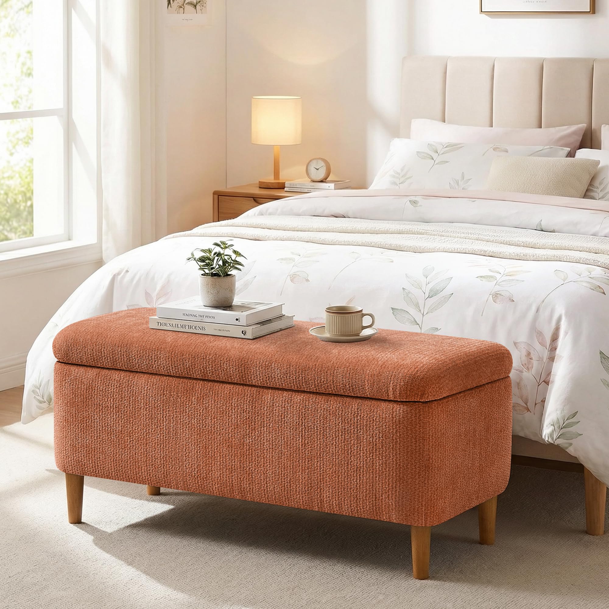 39.4" Ottoman with Storage Upholstered Storage Bench for Living Room