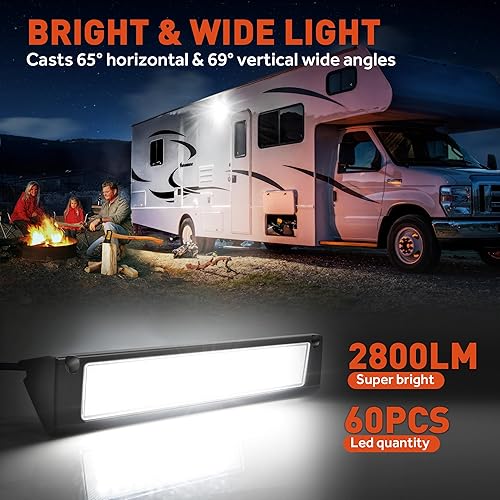 Miniatura 2 de SnowyFox Luz LED para porche exterior de casa rodante, impermeable, 10-30 V CC, baja corriente, 13 pulgadas, 90 W, 2800 lúmenes, base de aluminio,