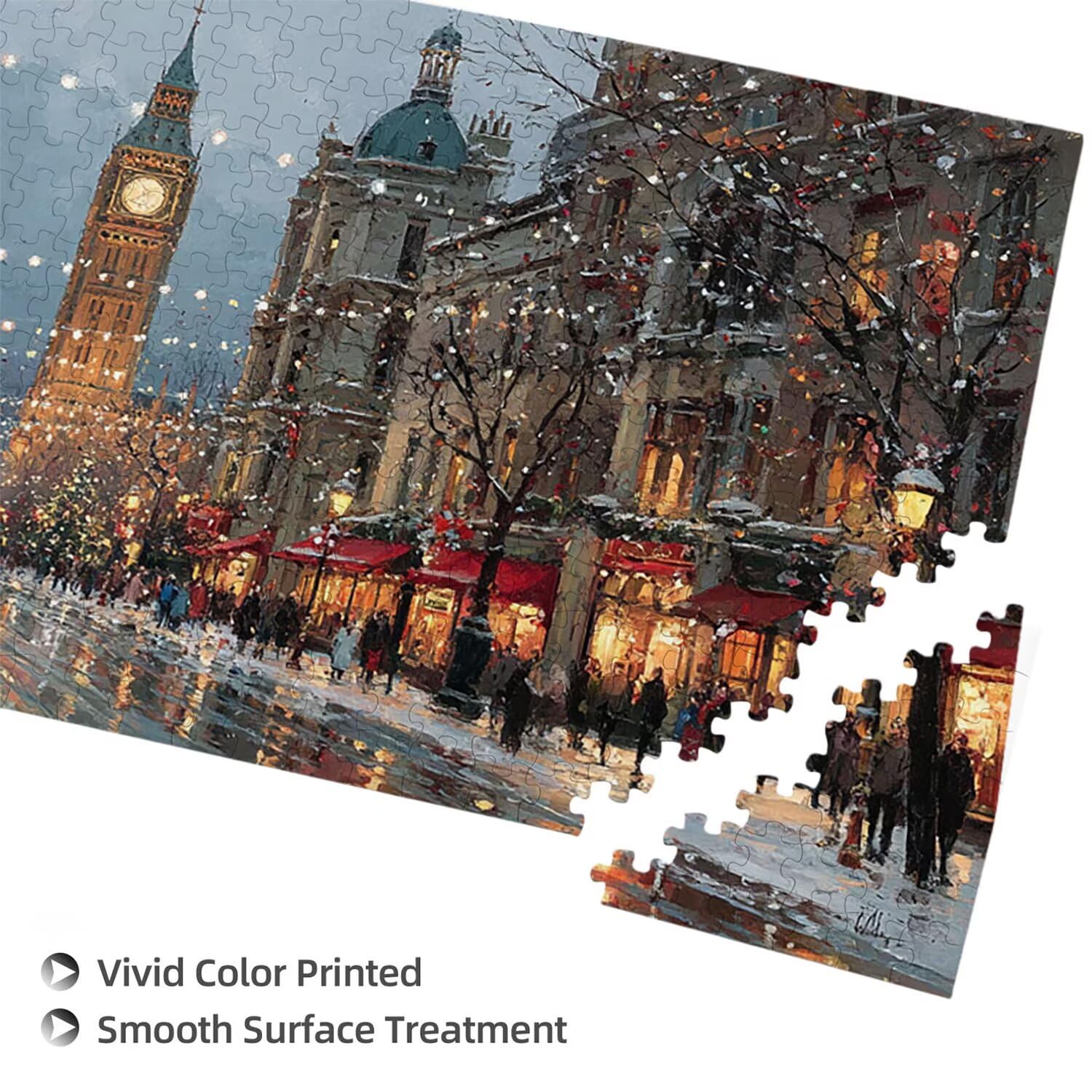 Puzzle dla dorosłych 1692 elementów, widok ulicy Londyn Puzzle, wyzwanie, puzzle idealnie pasują, napis na plecach, prezent dla seniorów (179x31cm) v-647