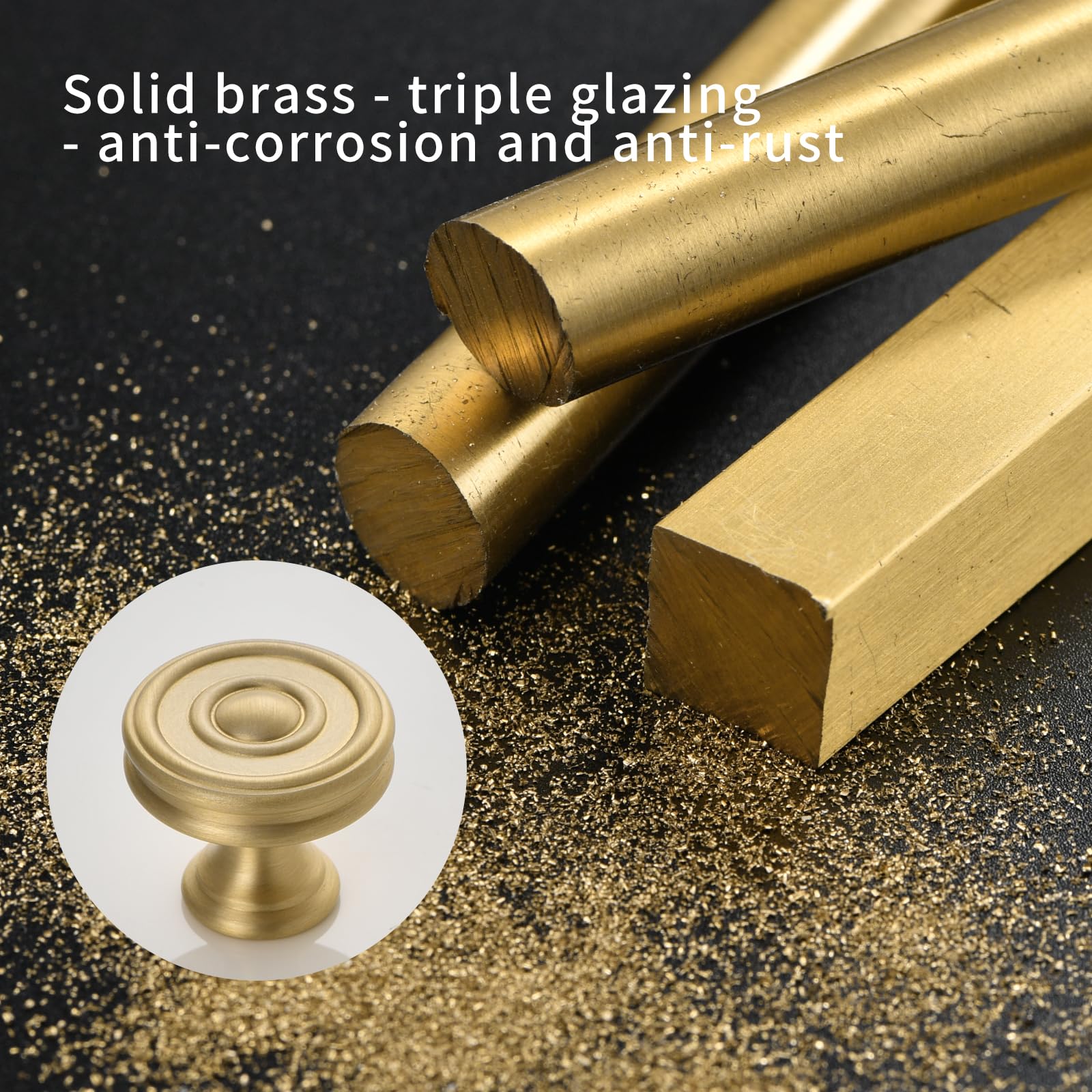 20 Pack 1-1/4 Inch Brushed Brass Kitchen Cabinet Knobs - Gold Dresser Drawer Knobs - View #6