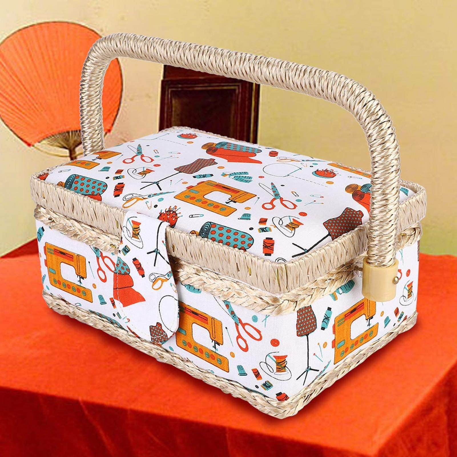 Organizer per cestini da cucito, scatole da cucito con scomparti rimovibili per accessori da cucito, 25 x 16 x 10,4 cm