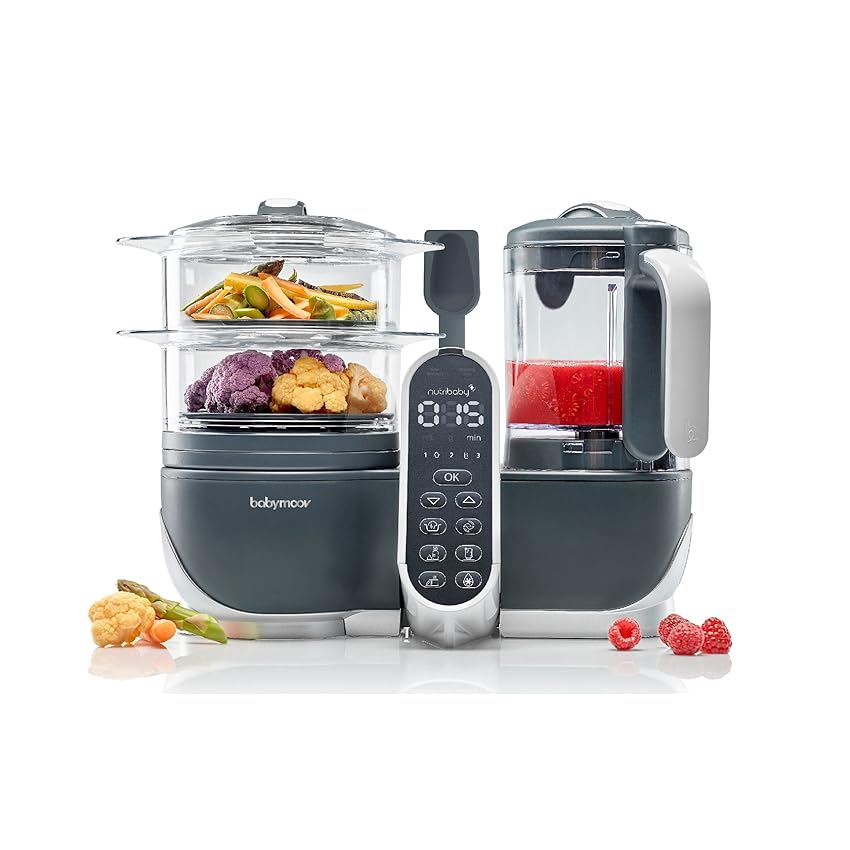 Immagine del prodotto Babymoov Nutribaby+, Cuocipappa Multifunzione 6 in 1, Cuocivapore, Frullatore, Grande Capacità per i Bambini, Fino a 10 Pasti Preparati Contemporaneamente , Grigio