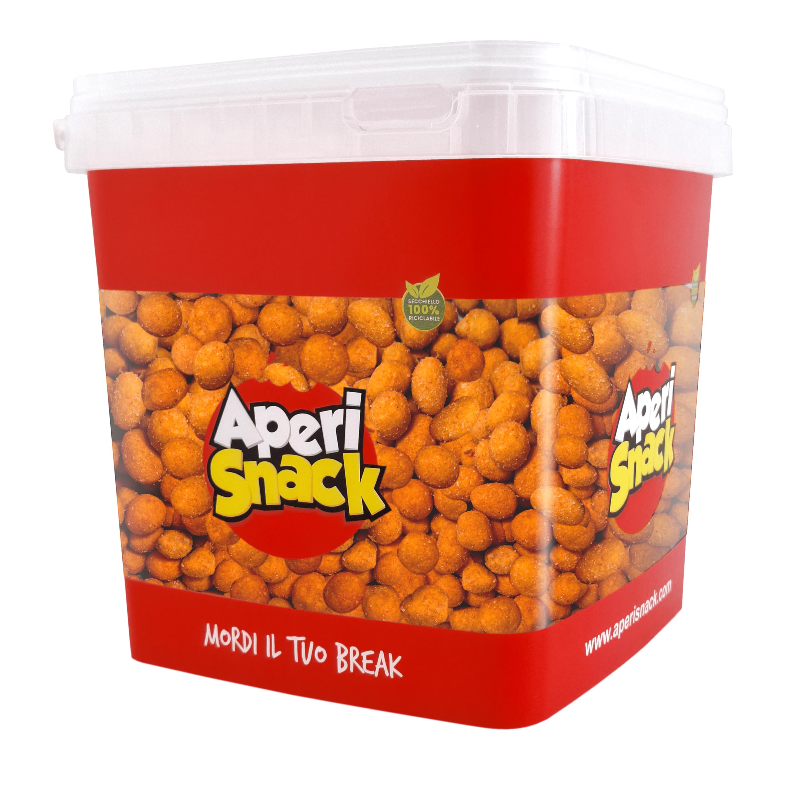 Aperisnack® - AP04.002.03 – Wizz Arachidi Ricoperte Chili Secchiello Large da 2300gr. Snack Salati e Stuzzichini Ideali per l'Aperitivo e le tue Feste