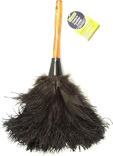 EVERCLEAN Ostrich Feather Duster Classic 14" 100% Natural Ostrich Feathers for Dusting Contoured, Intricate & Delicate Items - Classic Wood ErgoGrip Handle (6049.0)