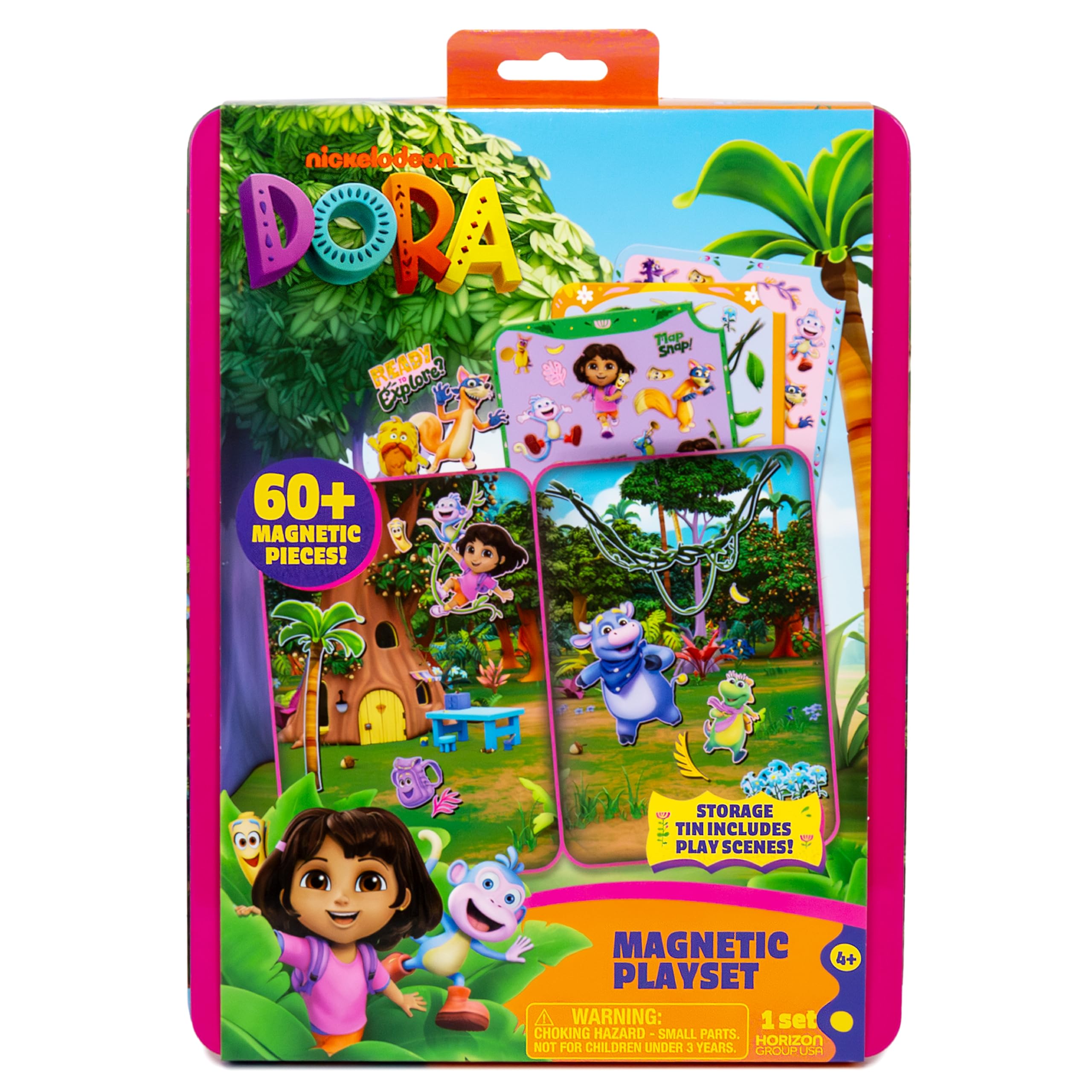 Photo 1 of [MISSING PIECES] Dora Magnetic Playset, 75 Characters & Accessories, Reusable Storage Tin and Play Scene, Fun Toddler Toys, Mess Free Airplane Toy, Travel Games & Road Trip Essentials, 4 Year Old Girl Birthday Gifts