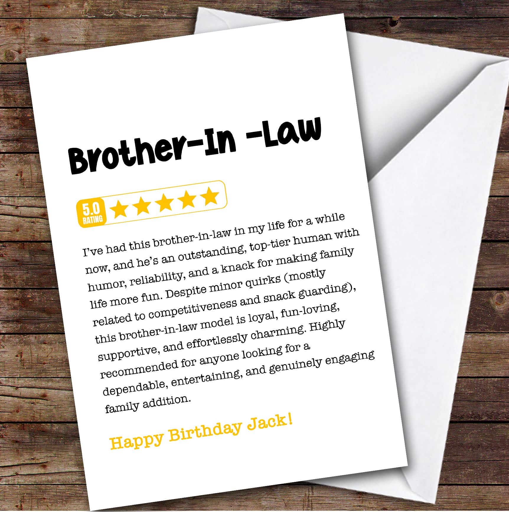 TCZ Funny Any Review Birthday Card Personalised Brother-In-Law Custom Card Personalised Cards, For Brother-In-Law, For Him, Funny, Birthday