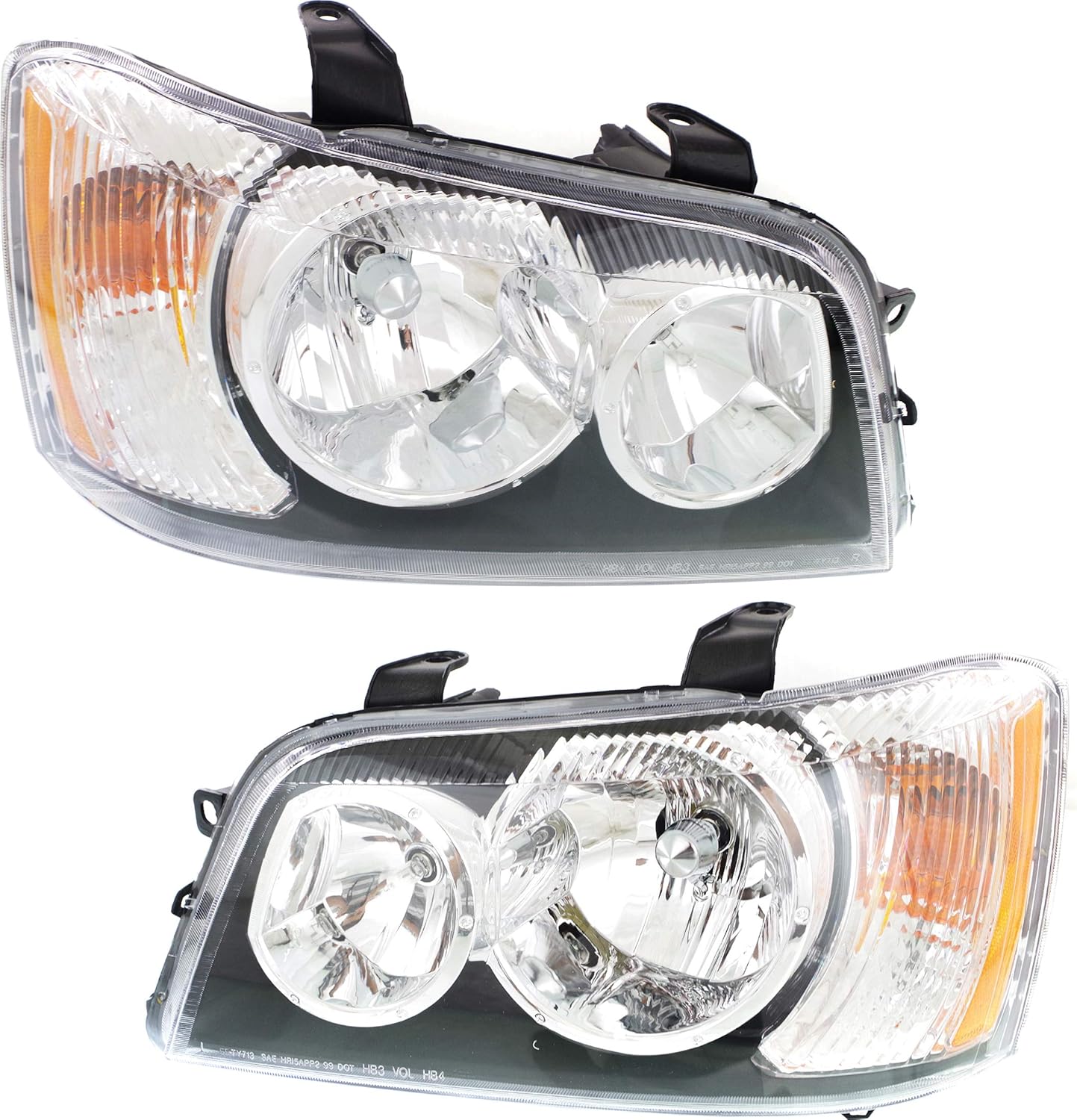 Evan Fischer Driver and Passenger Side Headlight for Toyota Highlander Base Limited 2001-2003 Halogen With bulb(s) Replaces# 8113048150-PFM 8117048150-PFM