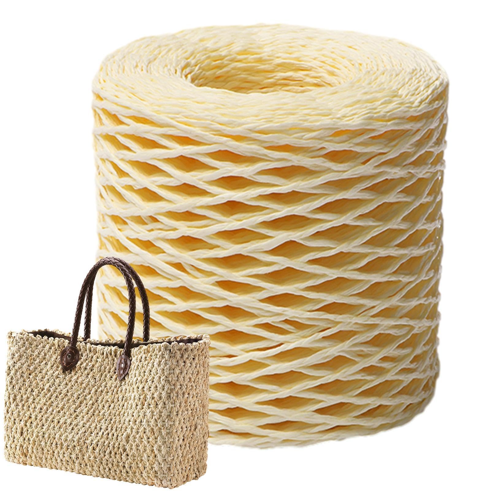 Ruban en papier raphia, fil de raphia pour crochet, cordon raphia, 150 m, fil de raphia naturel, pour emballage cadeau, tissage, décoration et jardinage