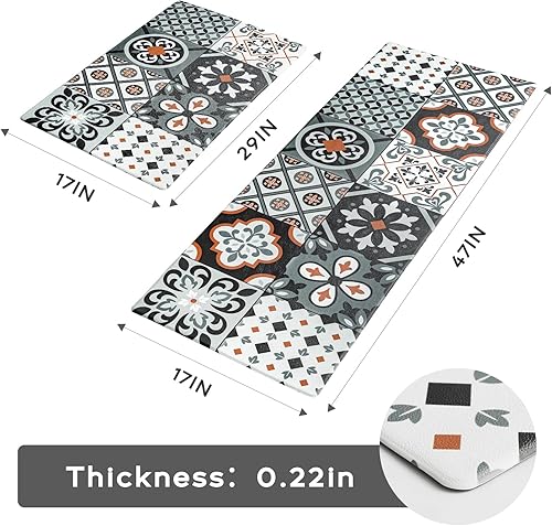 Miniatura 9 de Ashler - Tapetes de cocina acolchados antifatiga, antideslizantes, impermeables, tapete ergonómico de espuma cómoda para cocina, oficina, suelo,