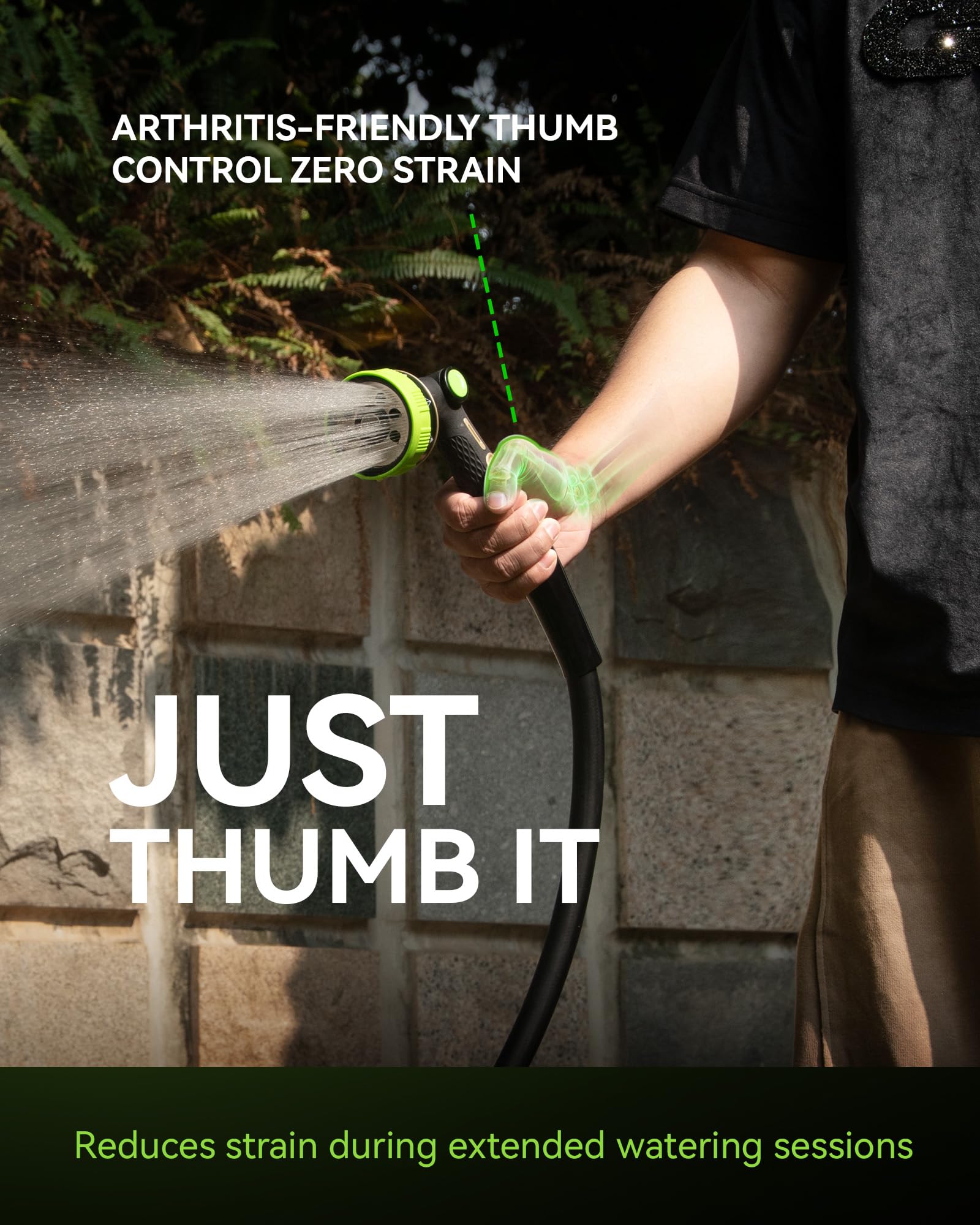 RAINPOINT Hose Sprayer Nozzle Heavy Duty - 8 Spray Patterns Garden Hose Nozzle with Adjustable Flow Control for Watering Plants, Washing Cars,Washing Pets, Thumb Control (Green) - 3