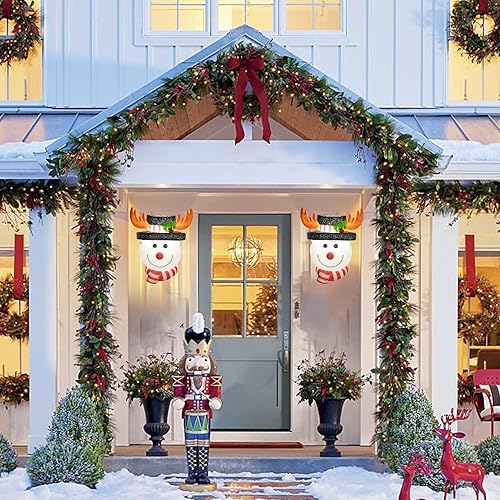 Miniatura 3 de Paquete de 2 cubiertas de luz de porche de muñeco de nieve de Navidad de 12 pulgadas, decoración de vacaciones para interiores y exteriores,