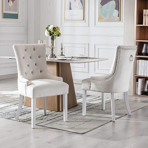 Miniatura 16 de Juego de 4 sillas de comedor modernas de mediados de siglo, sillas decorativas de terciopelo, sillas Parsons tapizadas, sillas laterales para