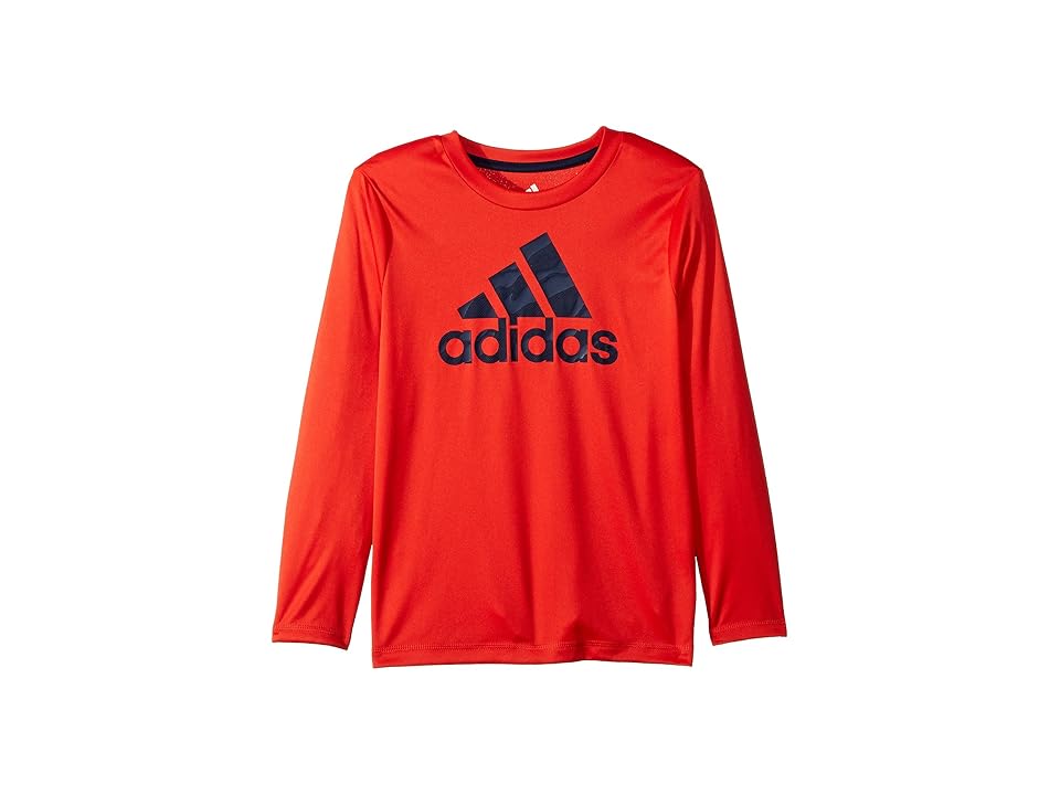 

adidas Kids Long Sleeve Camo Logo Tee (Toddler/Little Kids) (Dark Orange) Boy's Clothing