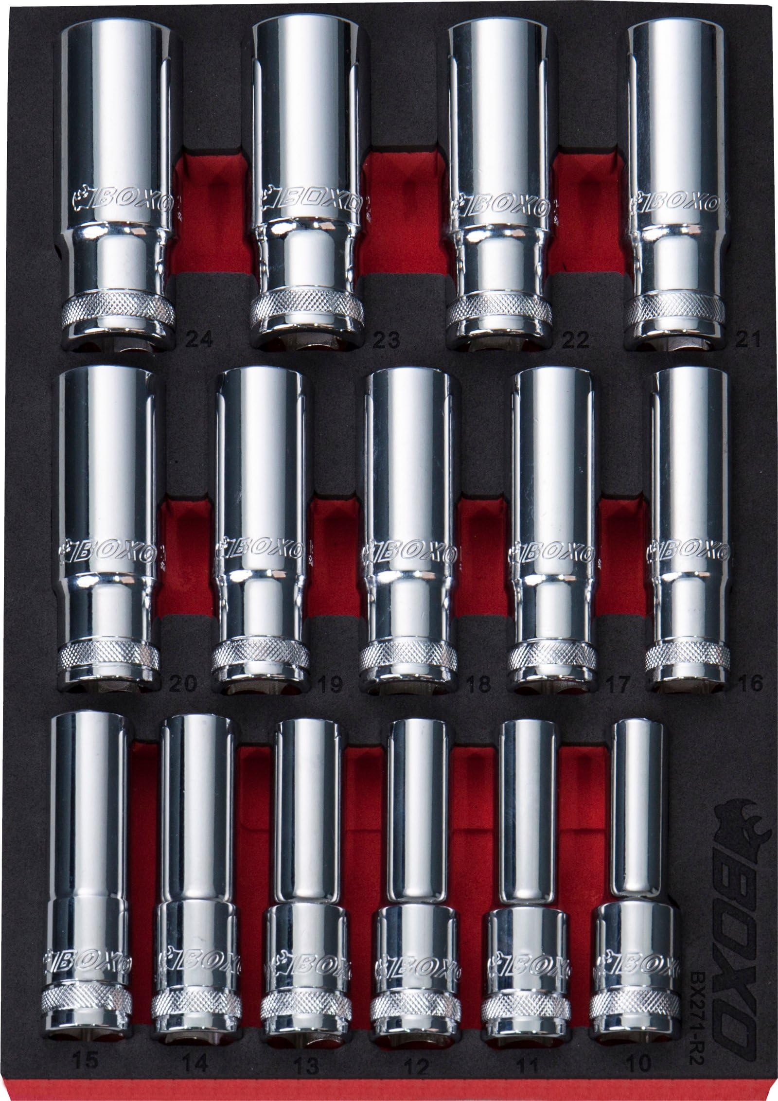 Boxo 1/2" Drive Deep Socket Set 15 Pce 6 Point Bx296-R2