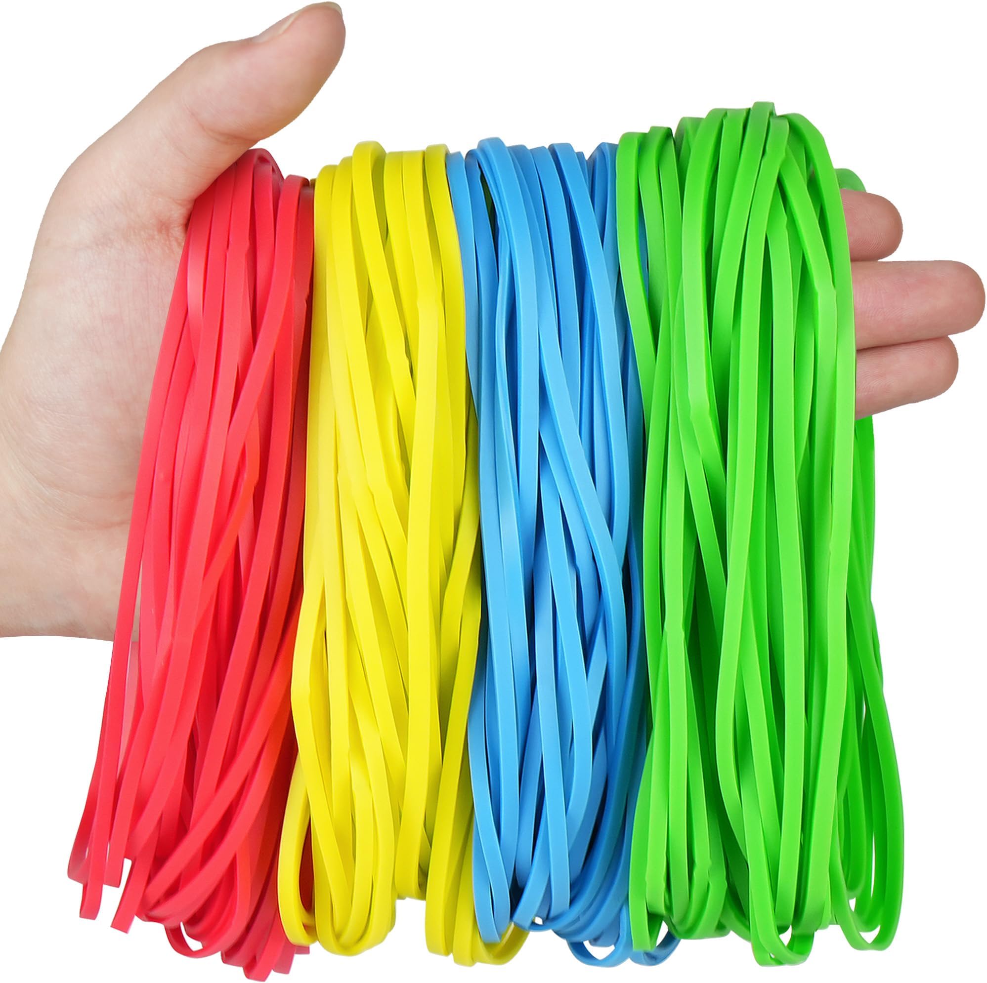 Large Rubber Bands, 170 Pcs Big Rubber Bands, Assorted Color, Size #117B 7×1/8” Heavy Duty Long Rubber Bands for Trash Can File Folders Office Supplies