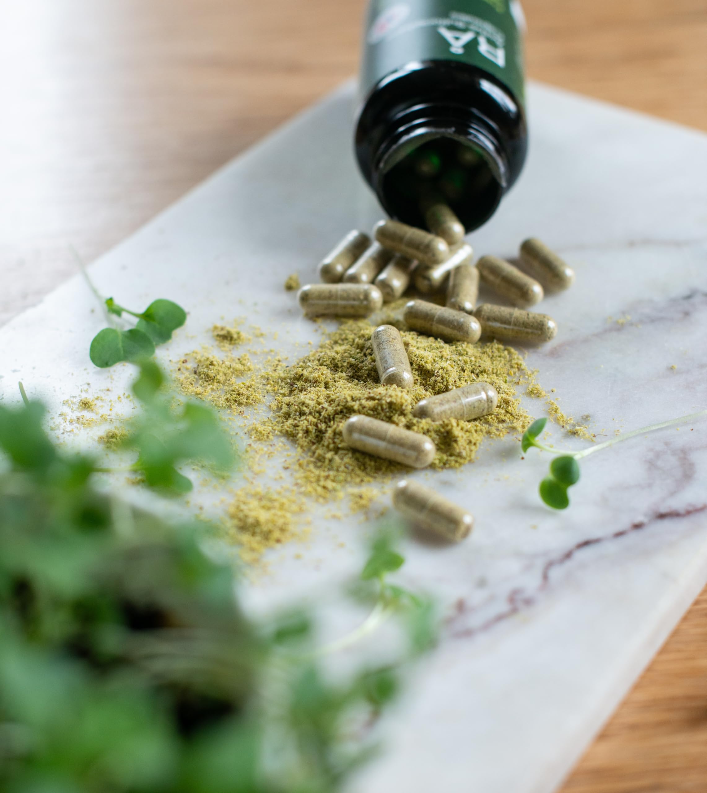 RÅ Aktive Sulforaphan Kapseln aus Norwegen- 28500 mg Gefriergetrocknete Brokkolisprossen - Kein Extrakt - Aktive Vollspektrum Brokkoli Kapseln, 60 Kapseln - Pure Food Norway