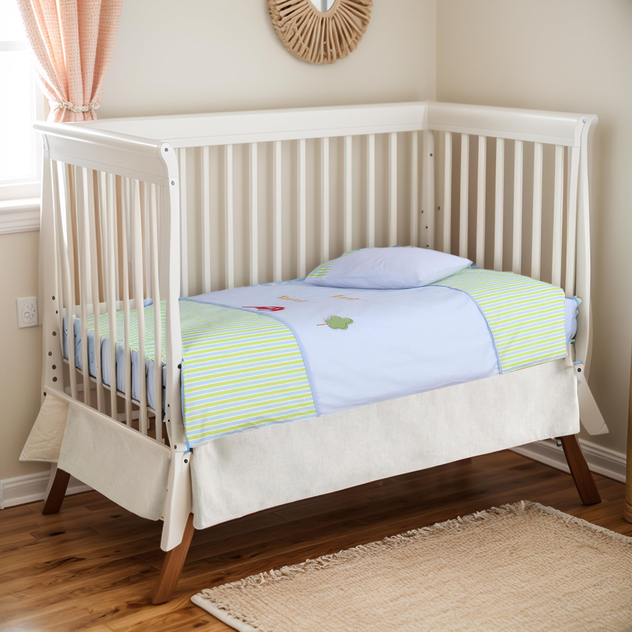 Parure de lit 2 pièces pour berceau de bébé, 100 % popeline de coton, housse de couette de 100 x 122 cm et taie d'oreiller de 30,5 x 45,7 cm, broderie douce pour bébé