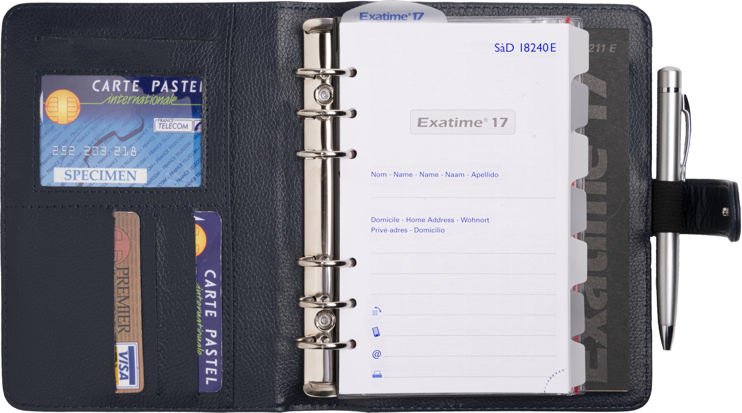 Exacompta Exatime 17 Baltique - Agenda flip (1 semana en 2 páginas, cuero ecológico), color azul