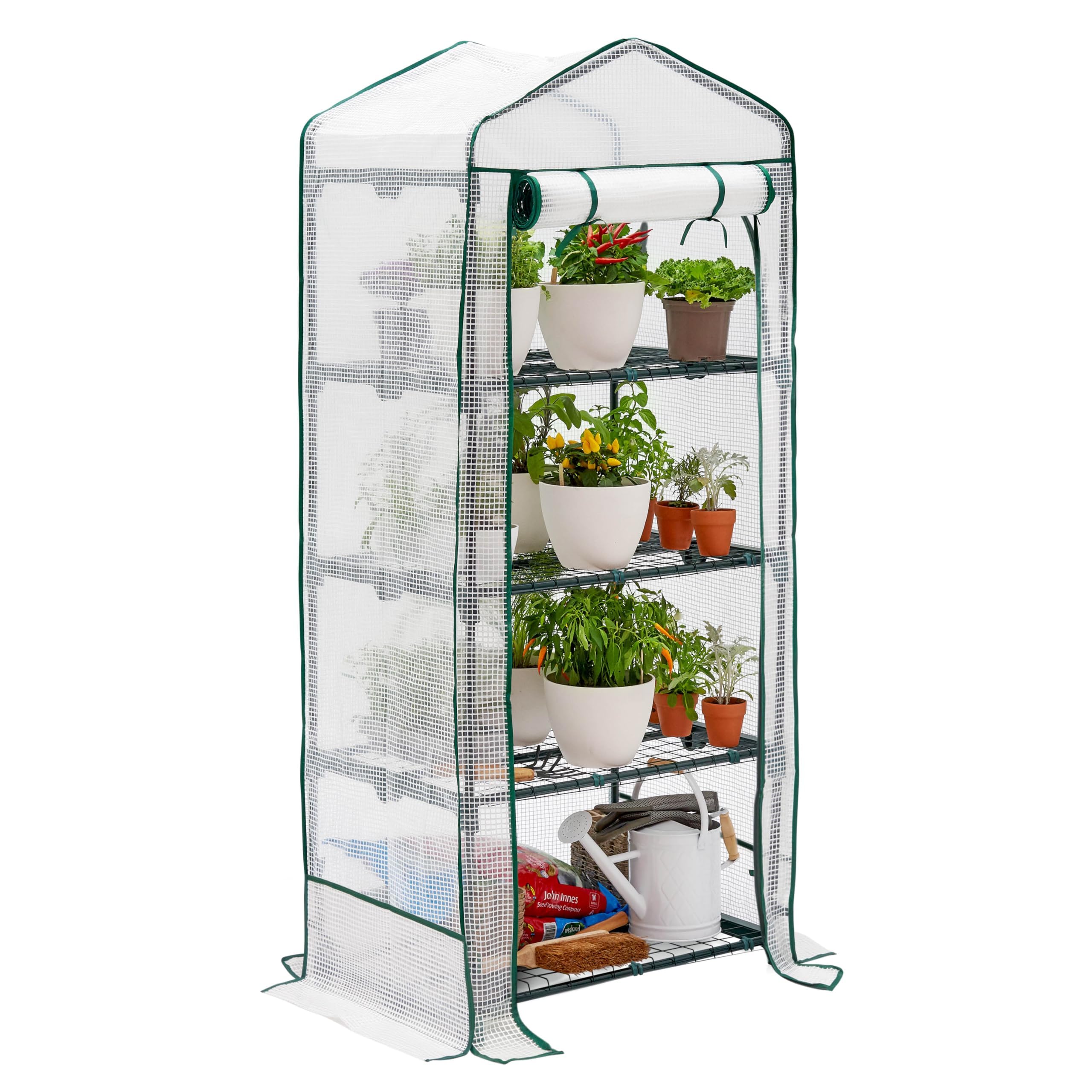 Bramble - Premium Garten Foliengewächshaus für Balkon & Terrasse mit 4 Etagen, Stahlrahmen & Verstärkter PVC-Abdeckung - Stabil & Einfach zu Montieren - 160x69x49cm