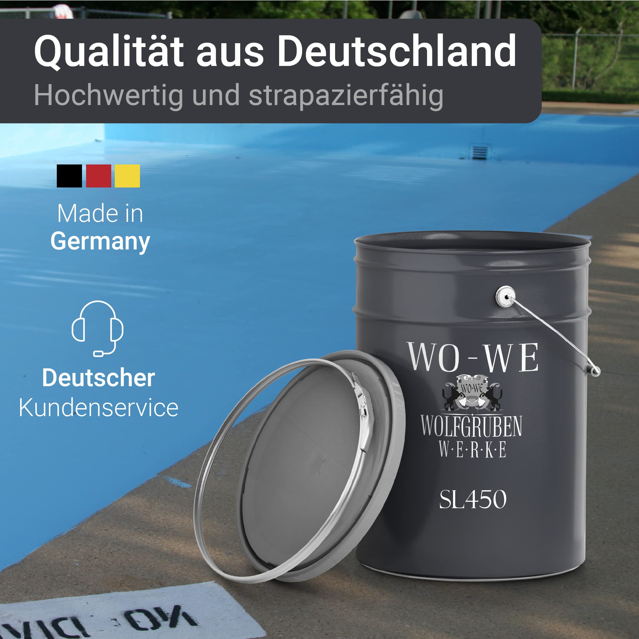 WO-WE 2K Poolfarbe Poolbeschichtung Schwimmbadfarbe - Lichtblau wie RAL 5012-5Kg