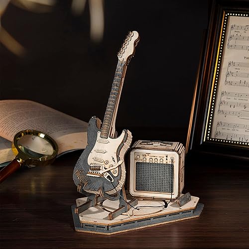 Miniatura 2 de ROBOTIME Rompecabezas 3D para niños, kits de manualidades de madera, kit de guitarra modelo DIY para construir rompecabezas de cerebro, juguete