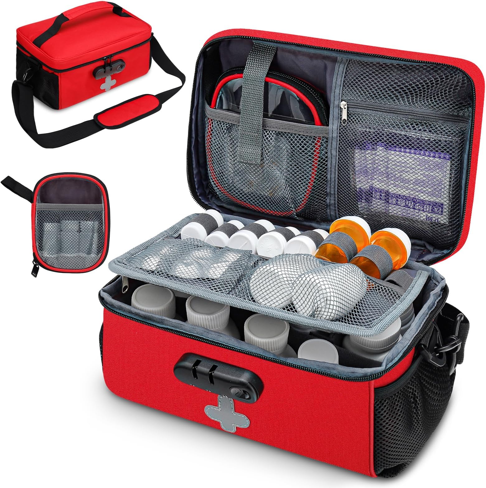 CURMIO Pill Bottle Organizer Bag, Medicine Storage Case