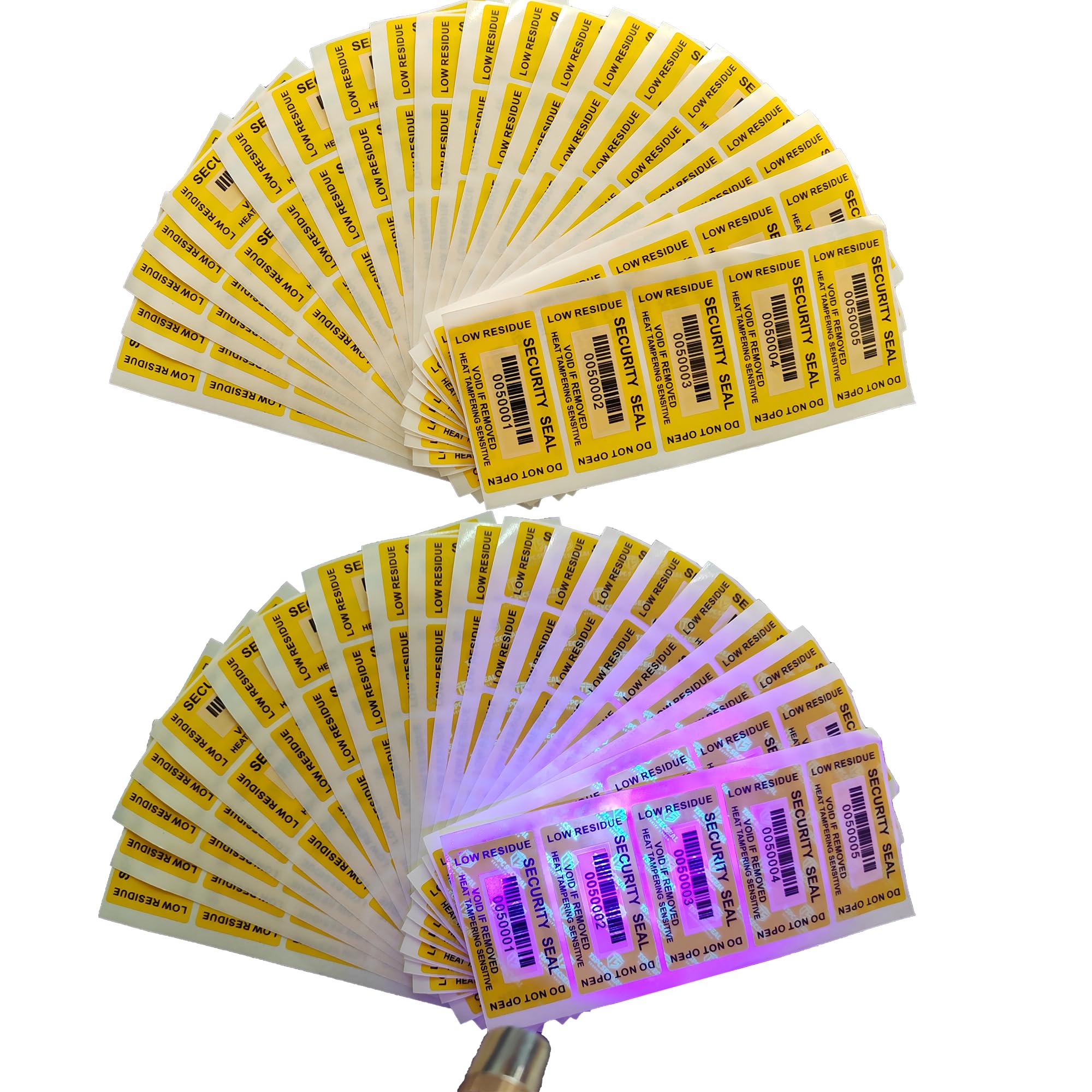 100 pezzi 25x50 mm Manomissione Termica Marchio Fluorescente Basso Residuo Antimanomissione Evidente Anticontraffazione A Prova di Manomissione Etichette Sigilli(Numero di Serie)