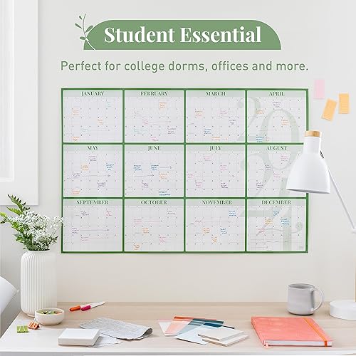 Miniatura 4 de Rileys & Co Calendario anual grande de pared laminado borrable 2024, enero de 2024 a diciembre de 2024, 24 x 36 pulgadas, verticalhorizontal