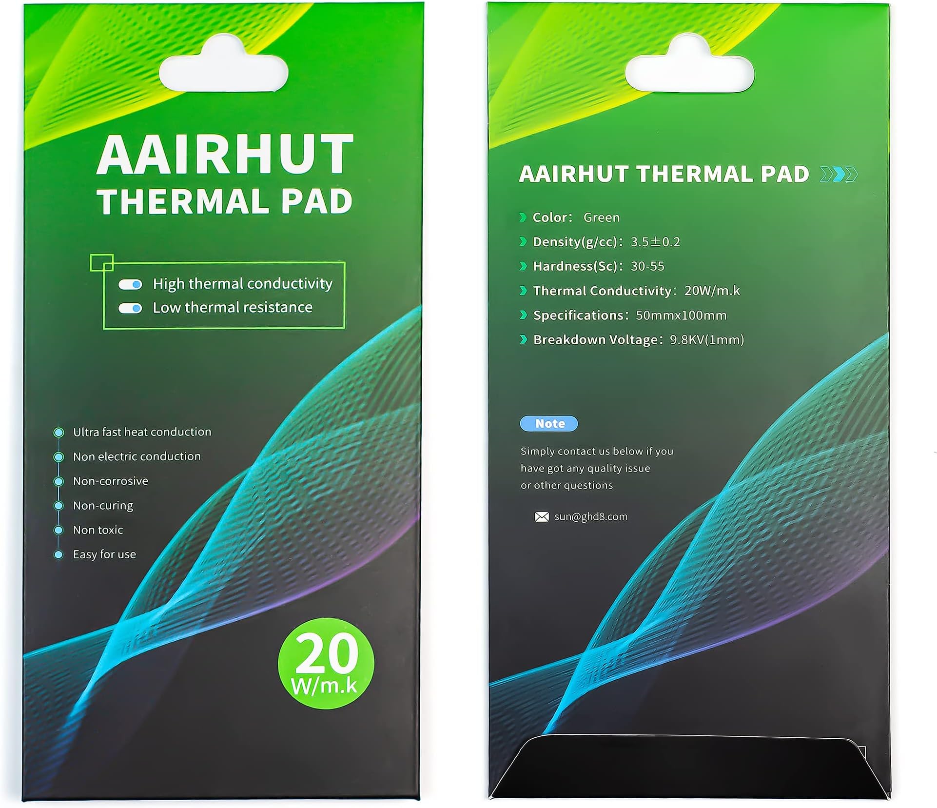AairhutThermal Pad 20W/m.K, 100x50x2mm Silicone Cooling Pad Non Conductive Heat Resistance Extreme Odyssey Cover with Dual Self-Adhesive Films for PC Laptop PS4/PS5/SSD/RAM - 1 Pad