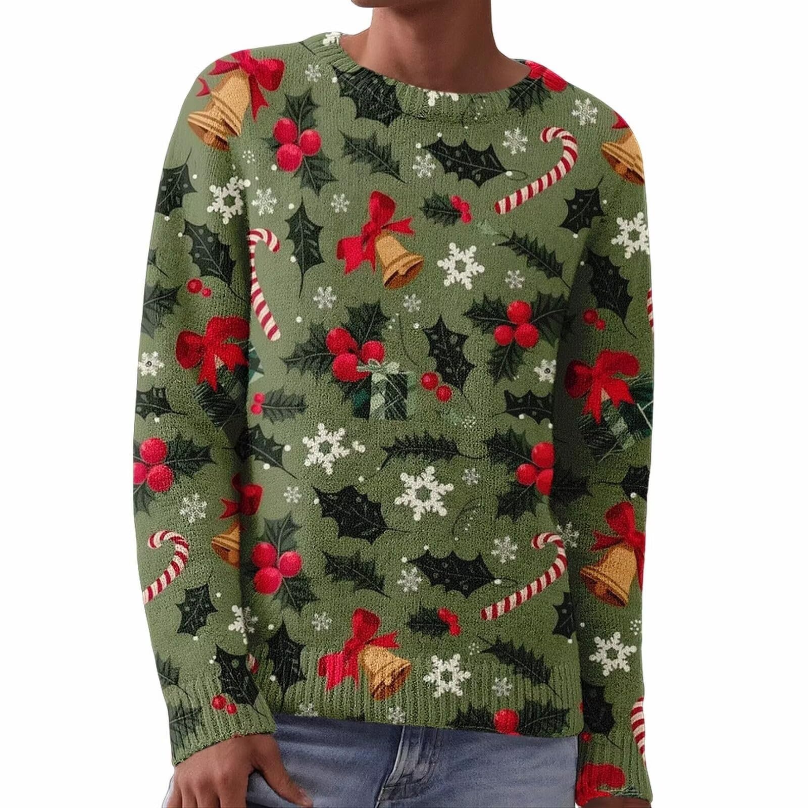 Christmas Sweaters for Women Tree Print Sweatshirt 2025 Crew Neck Holiday Long Sleeve Cute Funny Pullover Tops