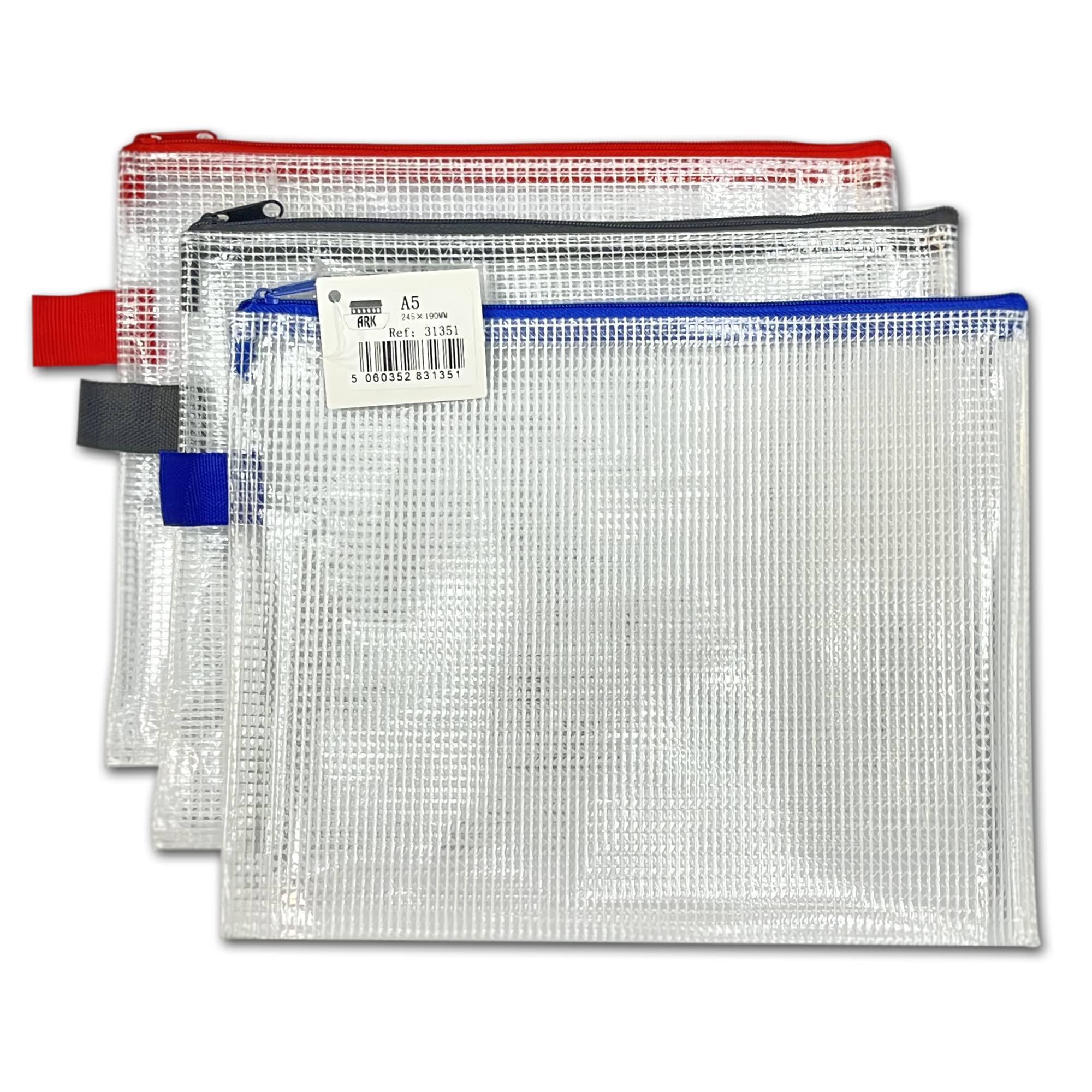 12 x A5 Tuff Bag School Waterproof Storage Strong Pencil Pen Case Zip Wallet (Size 245x190mm) by ARK