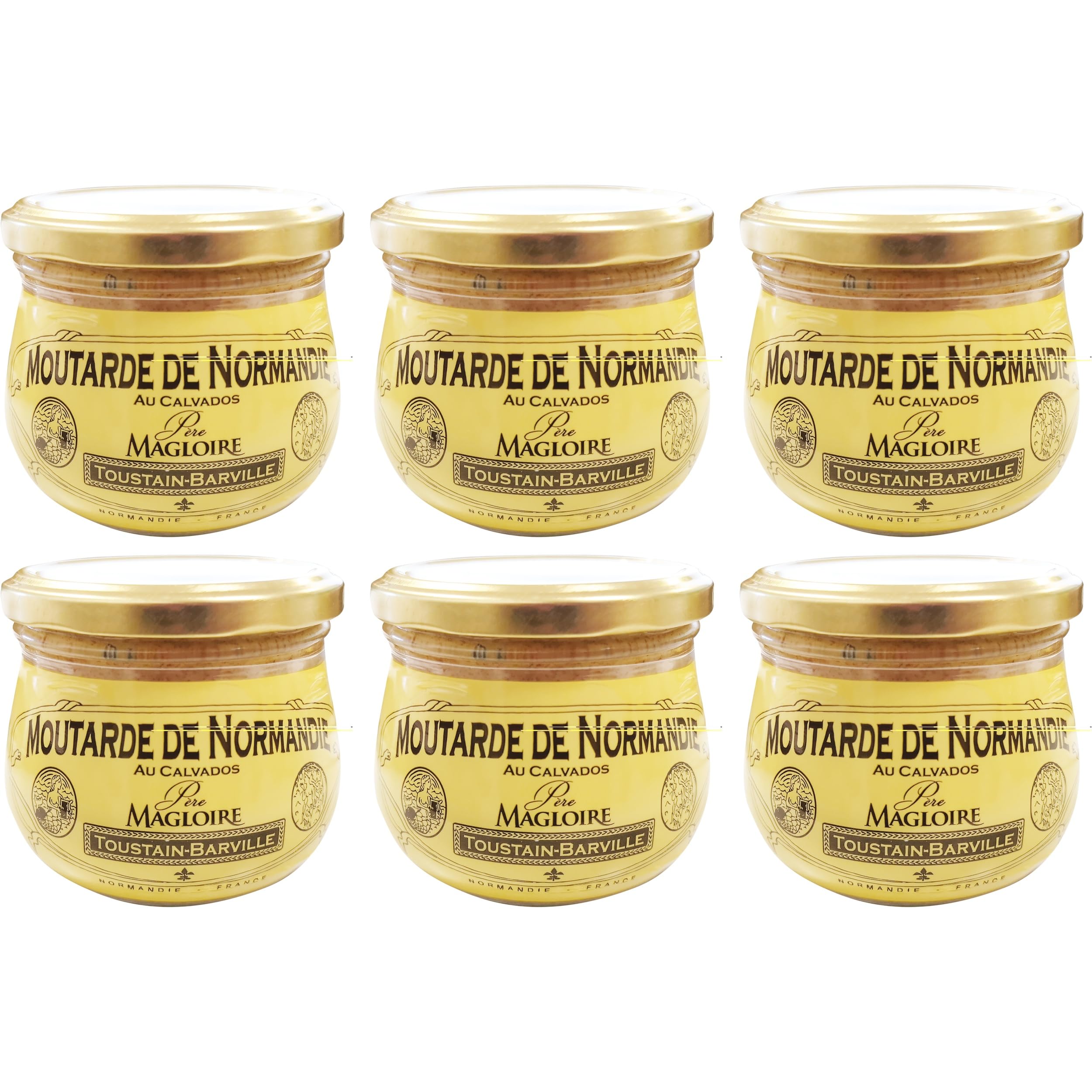 Les Assaisonnements Briards Moutarde de Normandie Senf aus der Normandie mit Calvados Frankreich inkl. FeinWert E-Book (6 x 260g)