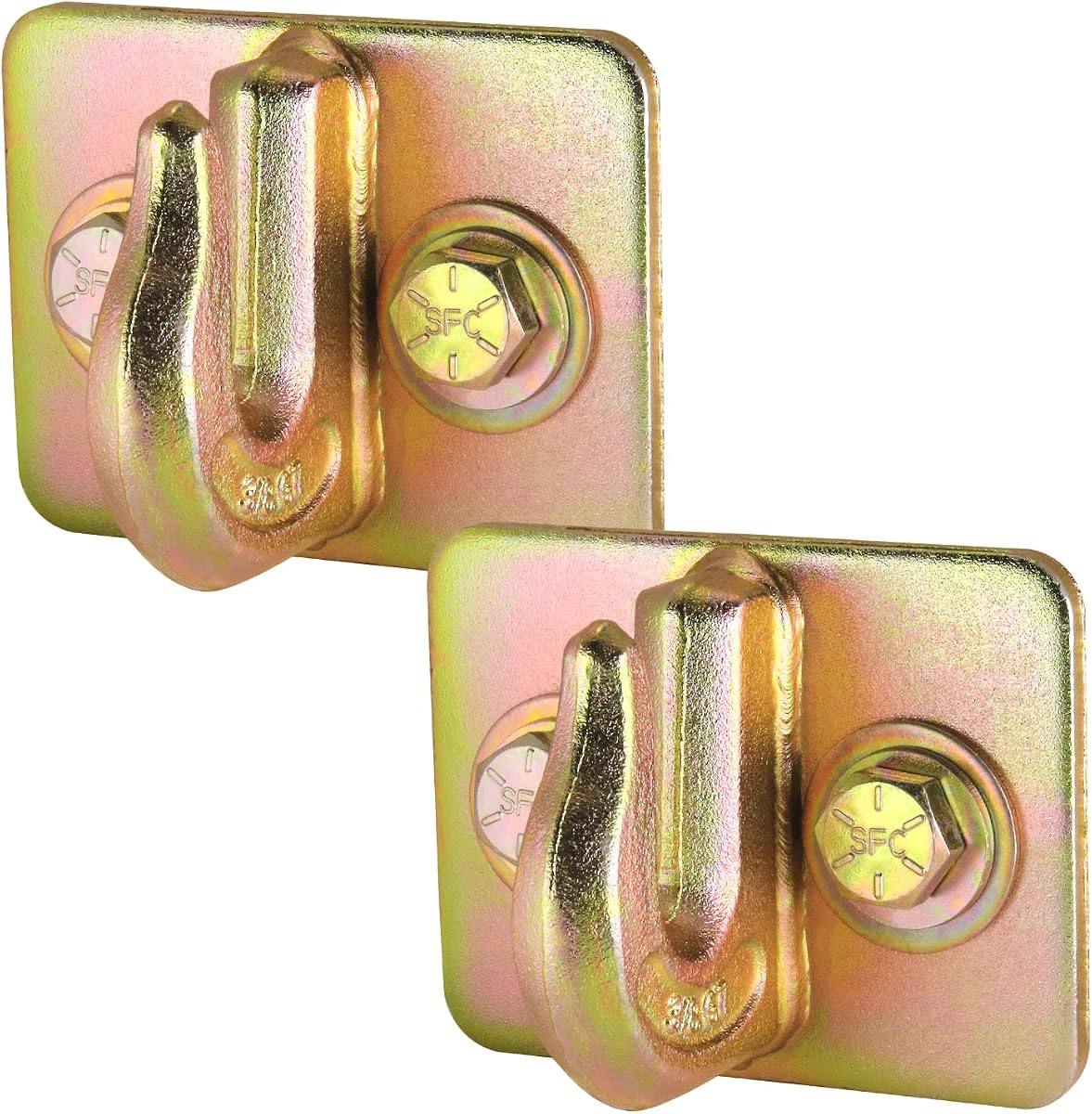 3/8" G70 Tractor Bucket Grab Hook, 15,400 lbs Break Strength, Bolt-On Forged Steel, No Backer Plate, Gold