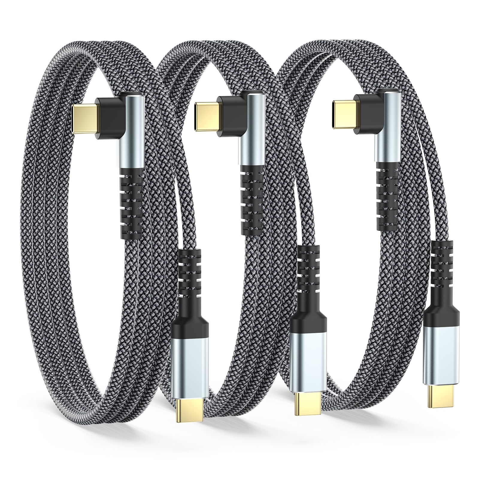 3-Pack [10FT] 60W USB C to USB C Cable, Braided Type C to Type C Fast Charging Cord,Right Angle USBC to USBC Charger Cable for iPhone 17 16 15 Pro Max