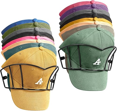Paquete de 2 percheros de metal duradero para almacenamiento de gorras de béisbol, organizador de sombreros montado en la pared para paredes, detrás