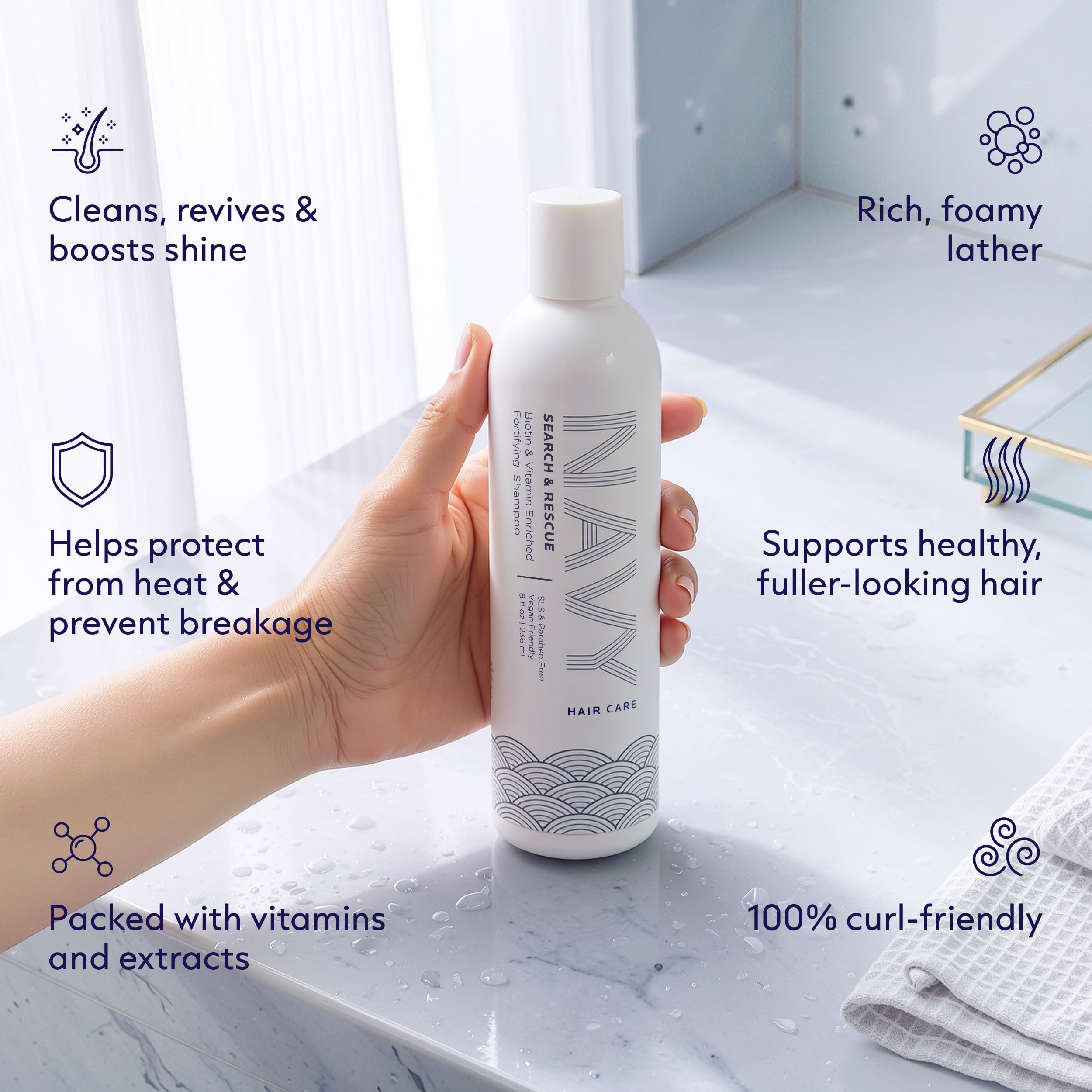 NAVY Biotin Rosemary Fortifying Shampoo, 8 fl oz