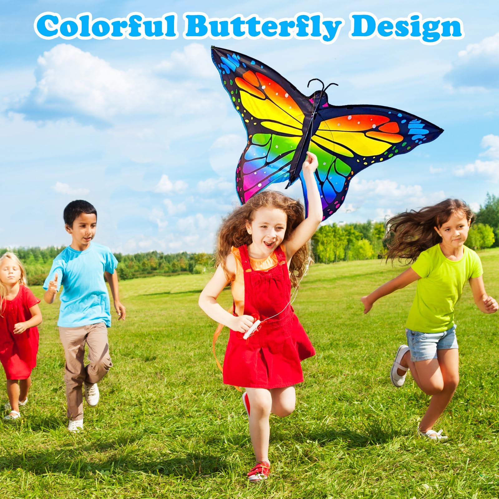 Butterfly Kites for Adults Colorful Beach Kite with Long Tail Easy to Fly, Single Line Kites with Winding Handle - Image 2