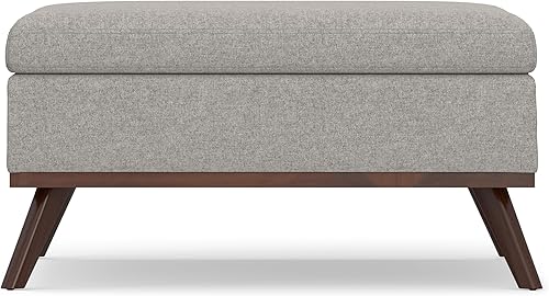 Miniatura 482 de SIMPLIHOME Owen - Bandeja rectangular moderna de mediados de siglo de 34 pulgadas de ancho, otomana pequeña para almacenamiento de mesa auxiliar, en