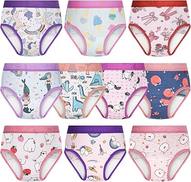 MOEMOE BABY Girls Potty Training Underwear, Cotton Briefs 10 Pack, 4T | Soft, Breathable & Reusable for Daily Training