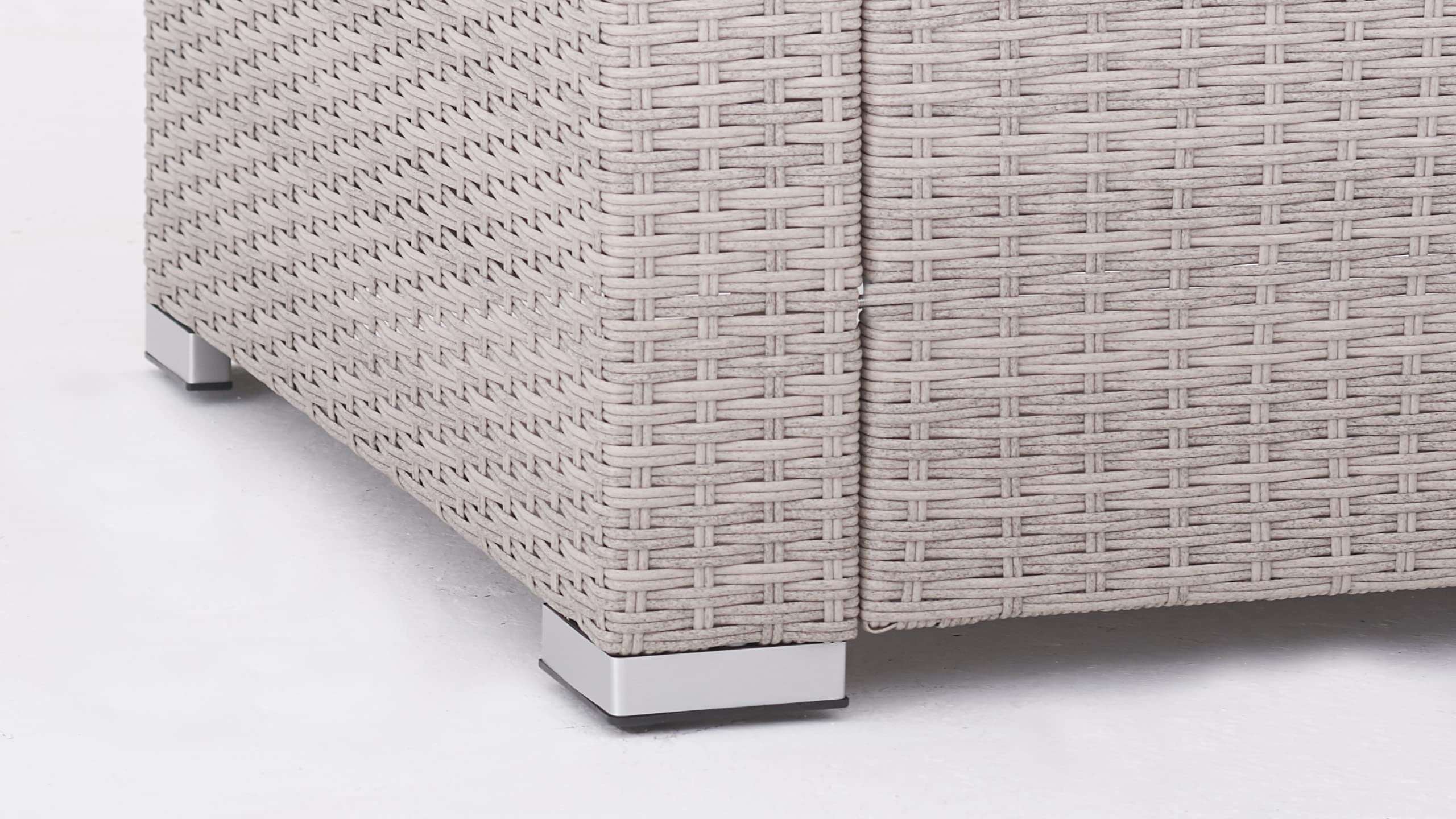 Polyrattan Lounge Sitzgruppe Gartenmöbel-Set Poly Rattan Garnitur 3 Sitzplätze, Modell Bali, Rattan: Hell-Grau/Bezüge: Grau