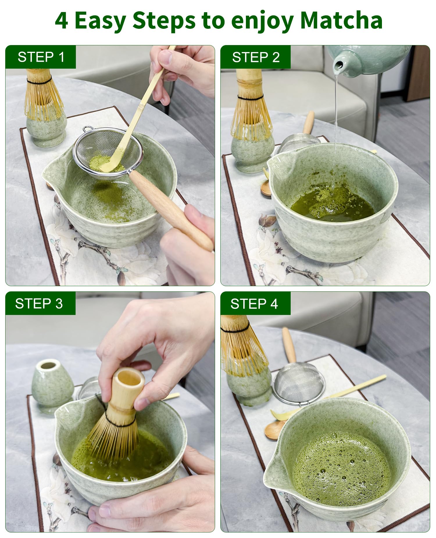 Kit Completo Para Preparar Matcha - 7 Peças Incluindo Tigela, Batedor E Acessórios - Presente Ideal Para Amantes De Chá Verde