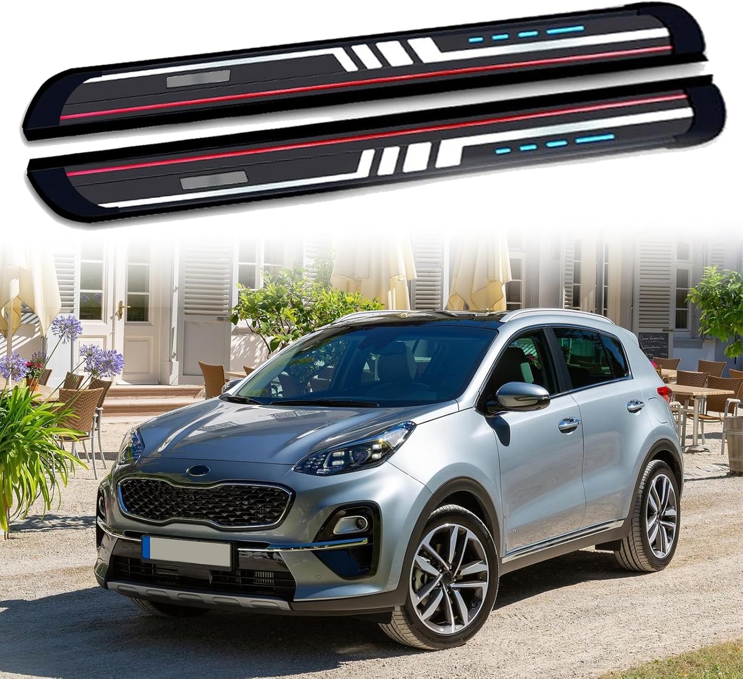 Side Steps Pedal Nerf Bars Fits for KIA Sportage 2016-2021 2Pcs Running Boards