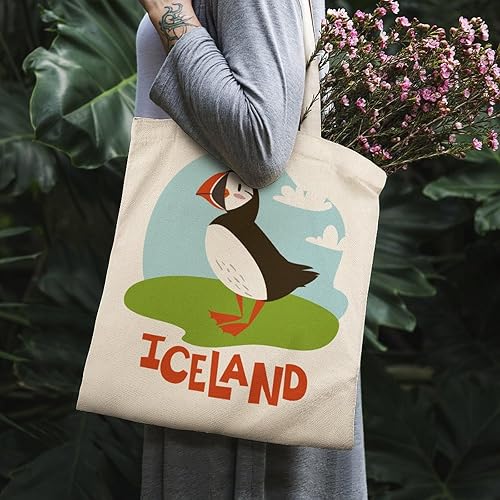 Miniatura 8 de Puffin of Iceland - Bolsa de lona para el hombro, reutilizable, para compras, regalo, 15 x 16 pulgadas