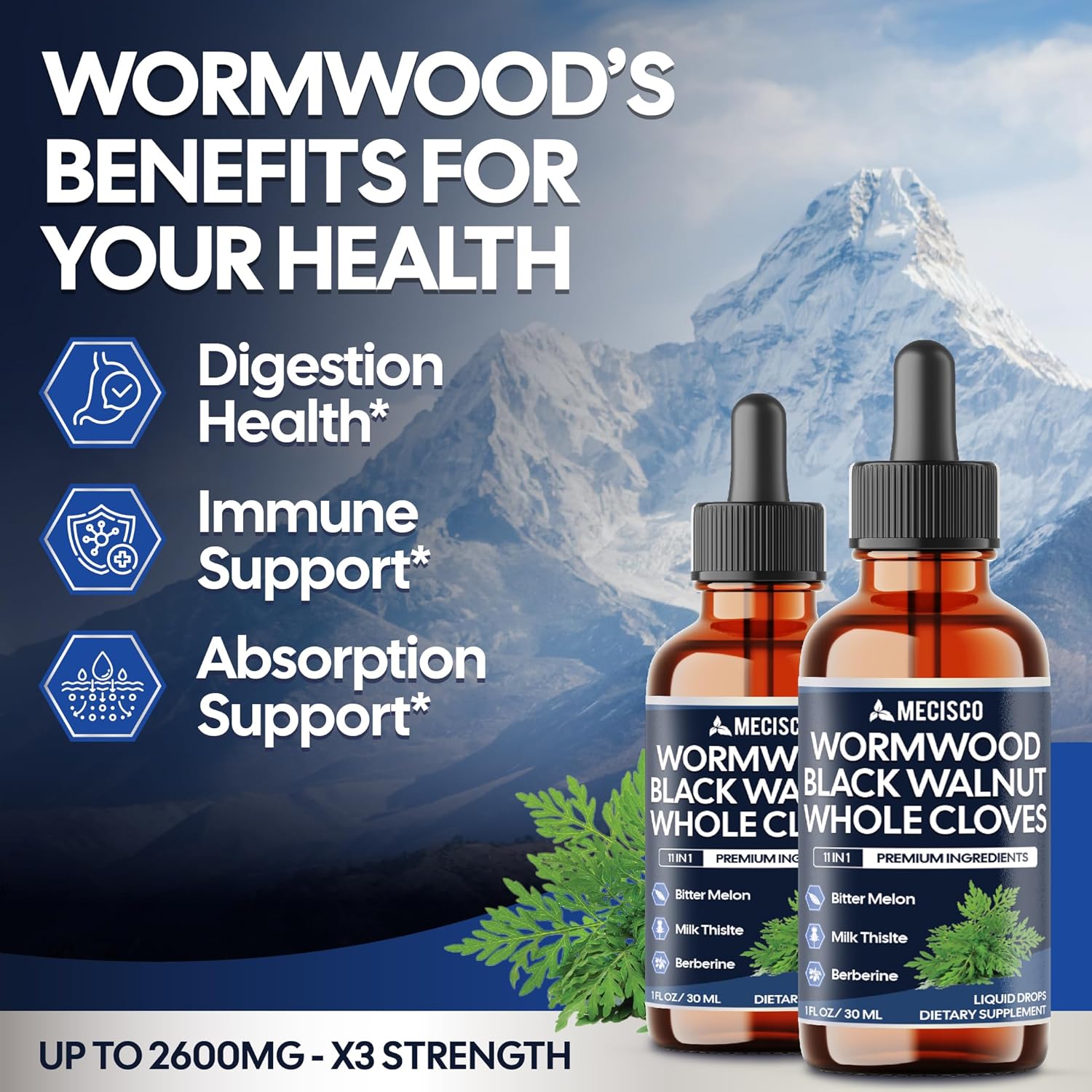 2Packs of 30ml - Wormwood Liquid Drops. Combined to Black Walnut, Whole Cloves, Berberine, Milk Thislte, Bitter Melon and 5 More Herbs 11-in-1 Wormwood Liquid Drops - 120 Days Supply - Image 4