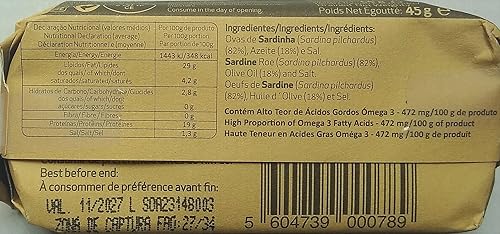 Miniatura 2 de Conservas Santos Portugal Huevos de sardina enlatados en aceite de oliva - 1.76oz  50gr (paquete de 5 latas)