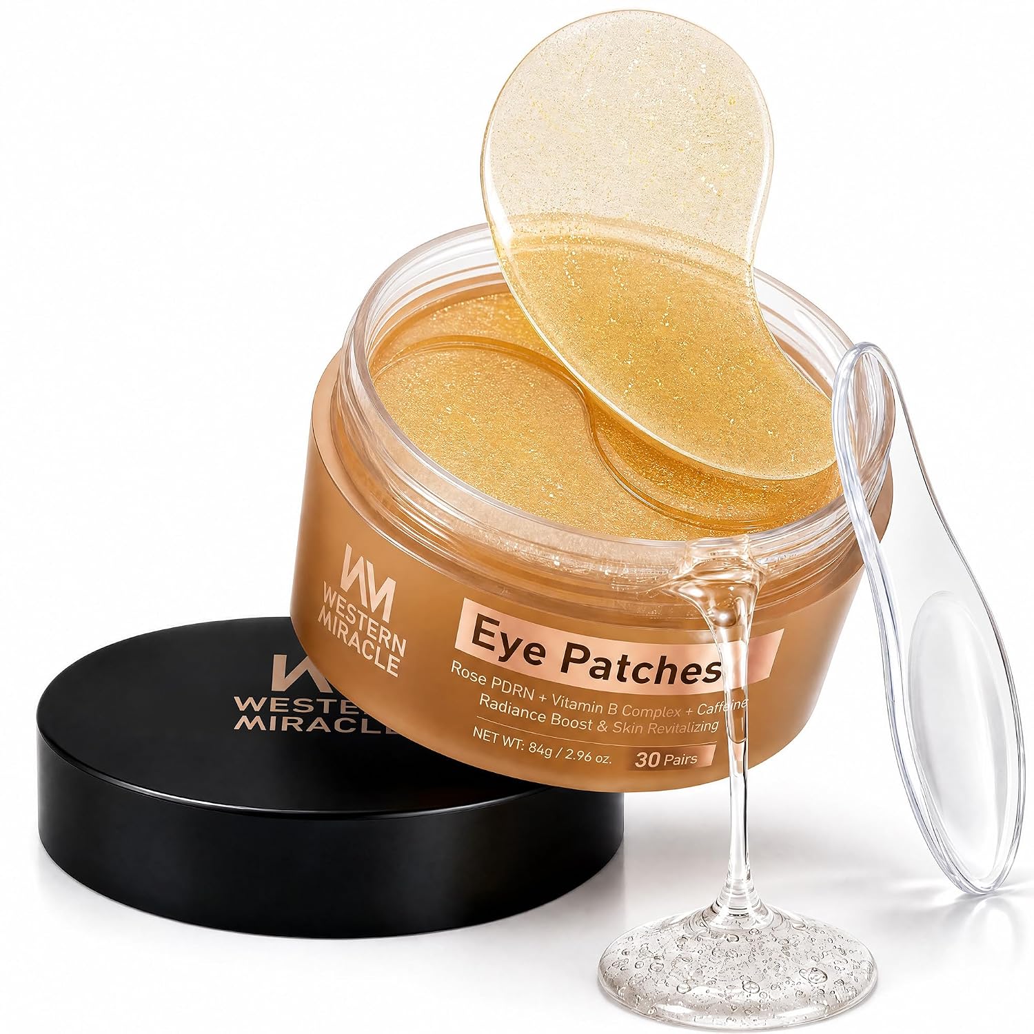 PDRN & Caffeine Under Eye Patches for Dark Circles and Puffiness 30 Pairs - Eye Mask Patches, Collagen Anti-Wrinkle Treatment for Women & Men, Gel Eye Mask Skincare