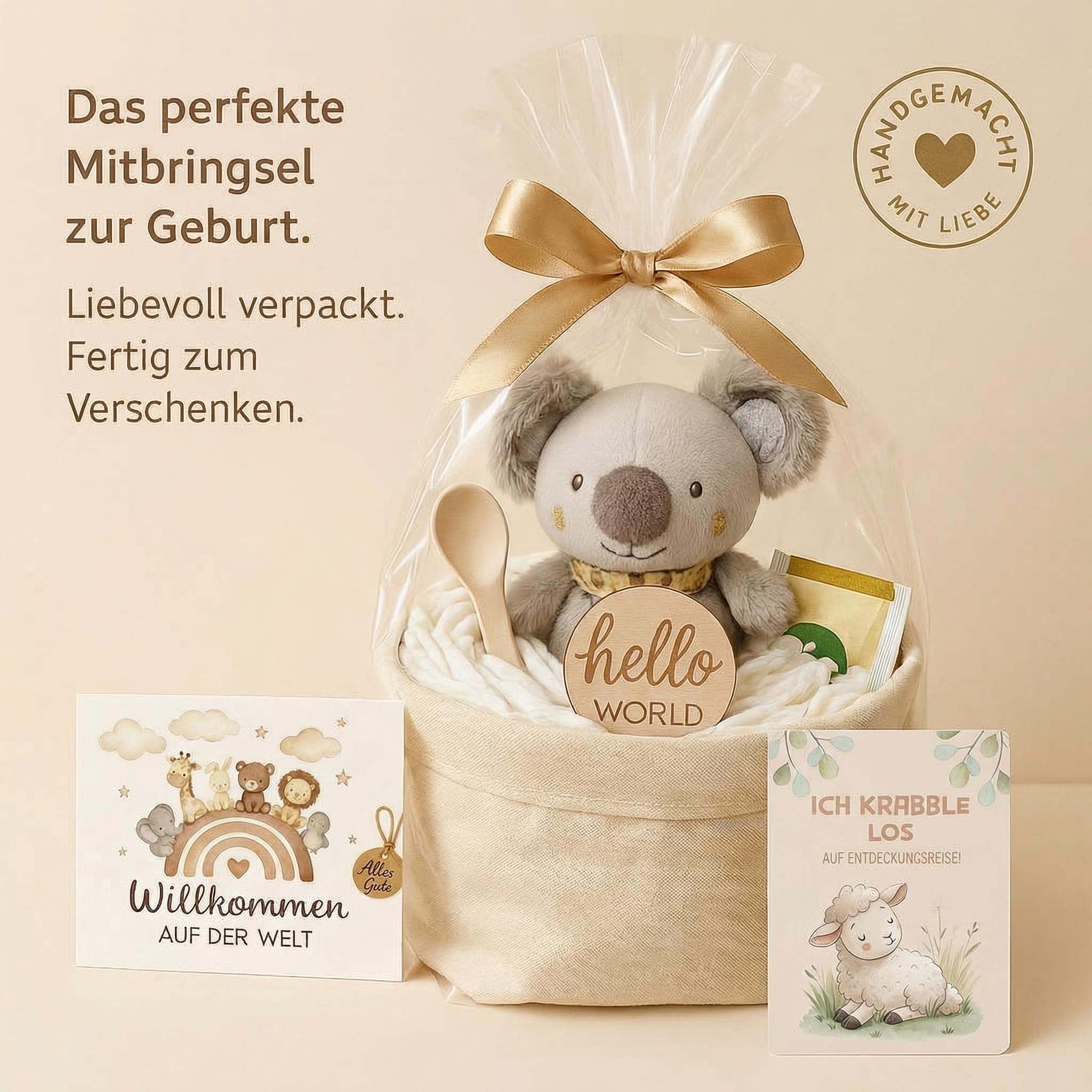 Gâteau de couches bohème vintage pour fille et garçon avec hochet koala, cadeau de naissance