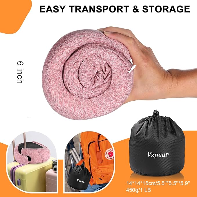 Almohada de Viaje con Capucha Espuma Viscoelástica Roja miniatura 2