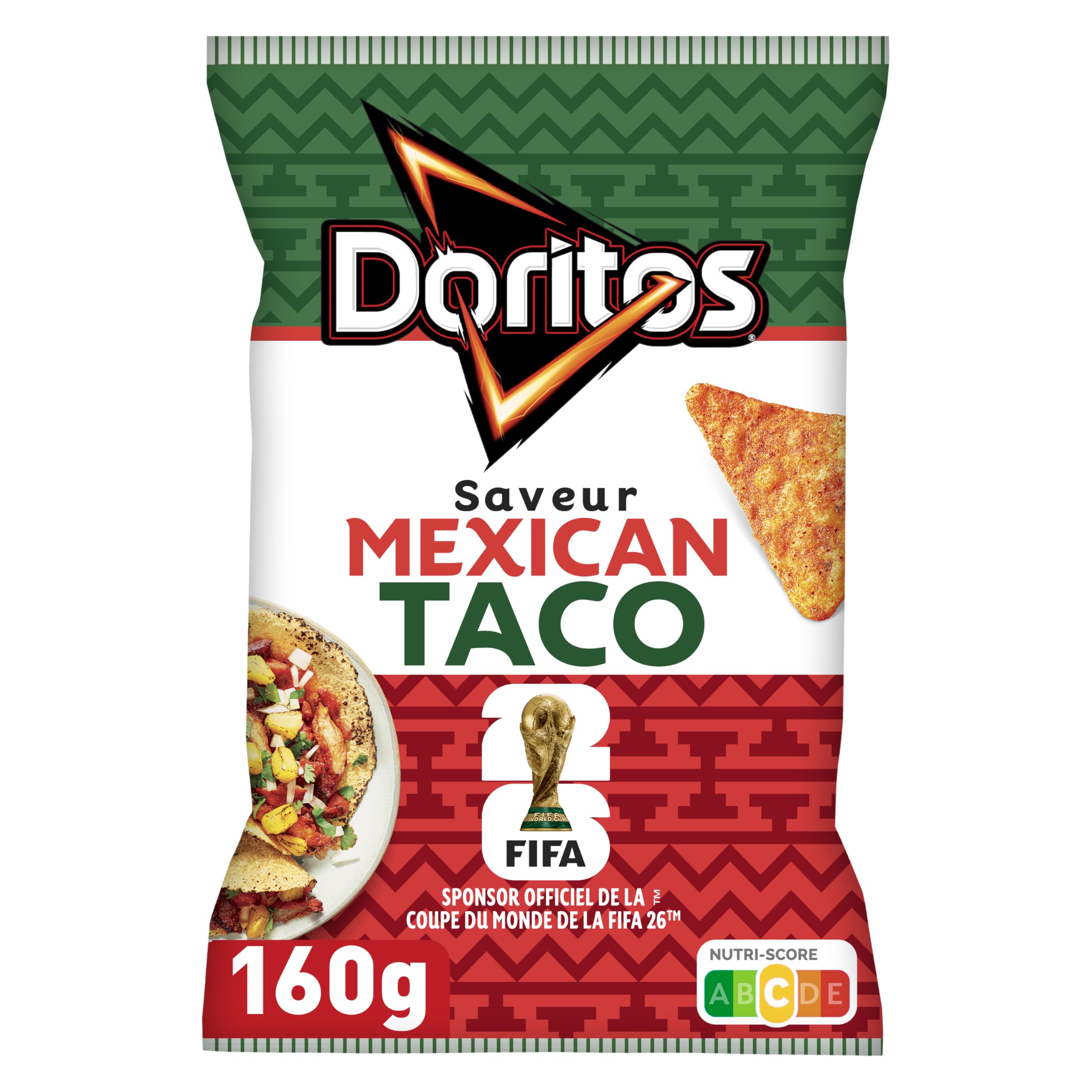 Doritos Chips Tortilla Goût Taco Mexicain 160g - Lot de 10